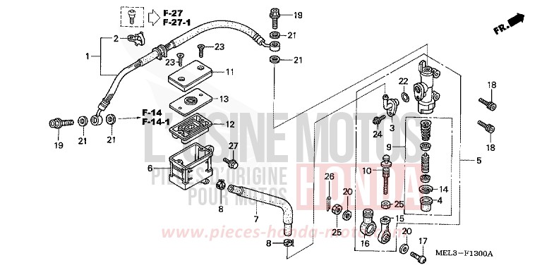 REAR BRAKE MASTERCYLINDER de CBR1000RR "Fireblade" IRON NAIL SILVER METALLIC-U (NH167EA) 2006